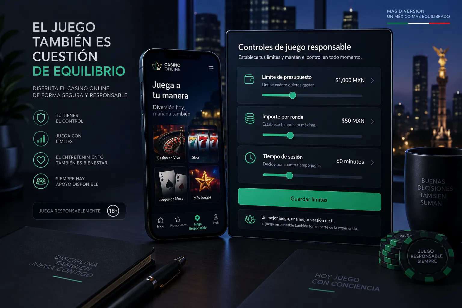 Controles de presupuesto y sesión en un casino online móvil