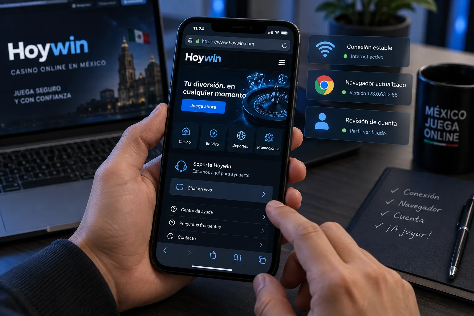 Comprobación de acceso a hoywin casino desde el celular