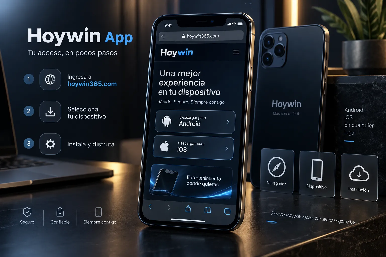 Opciones de acceso móvil para hoywin app en Android y iOS