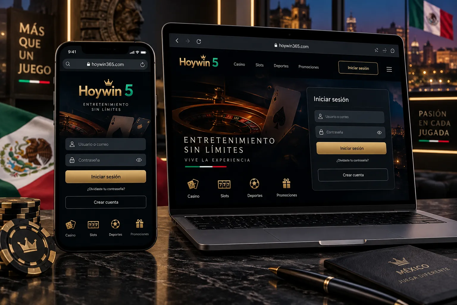 Acceso móvil a Hoywin 5 en hoywin365.com