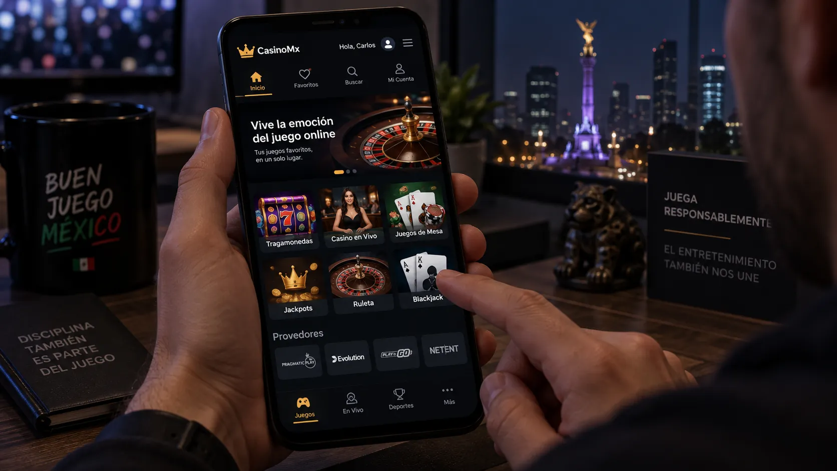 Sección de casino disponible después de entrar a Hoywin 5