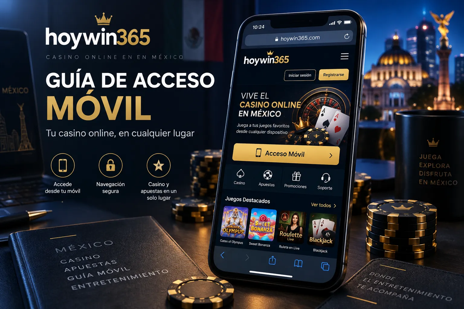 Acceso móvil de hoywin365.com desde un teléfono celular