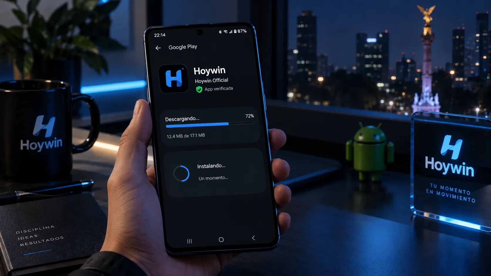 Instalación de la aplicación Hoywin en un celular Android
