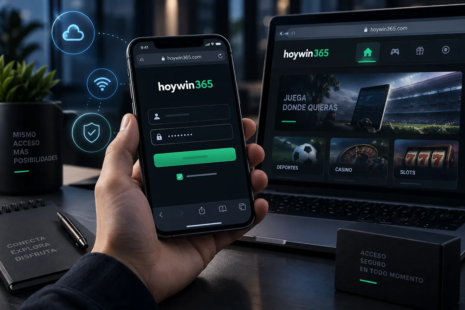 Acceso móvil de Hoywin desde el navegador del celular