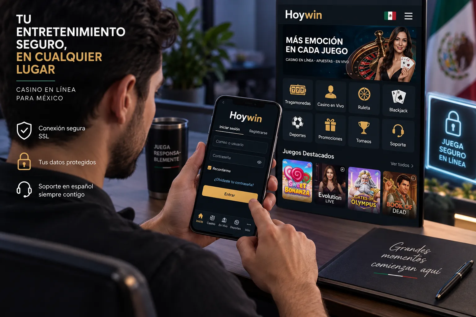 Acceso móvil a Hoywin casino en línea y comprobación de la cuenta