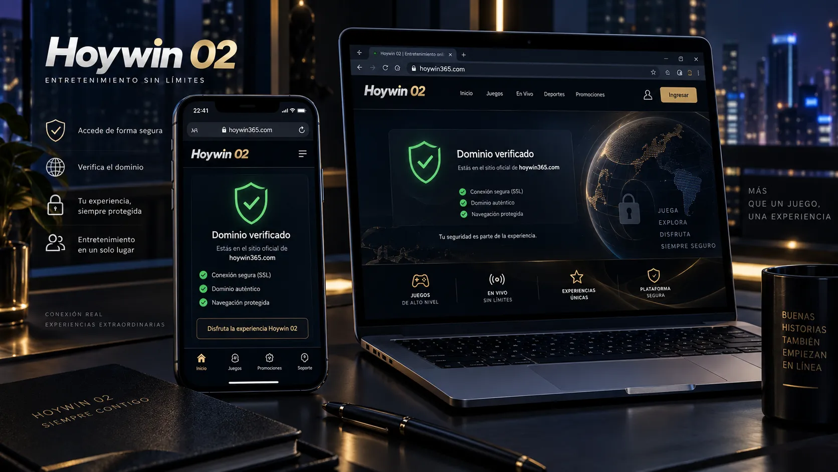 Verificación del acceso a Hoywin 02 desde un celular y una computadora