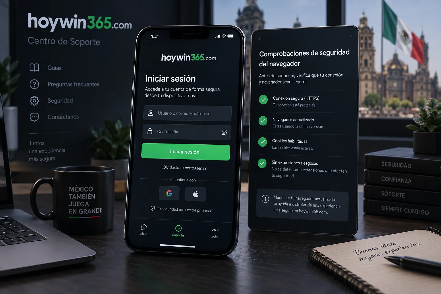 Inicio de sesión móvil y comprobación de seguridad en Hoywin365