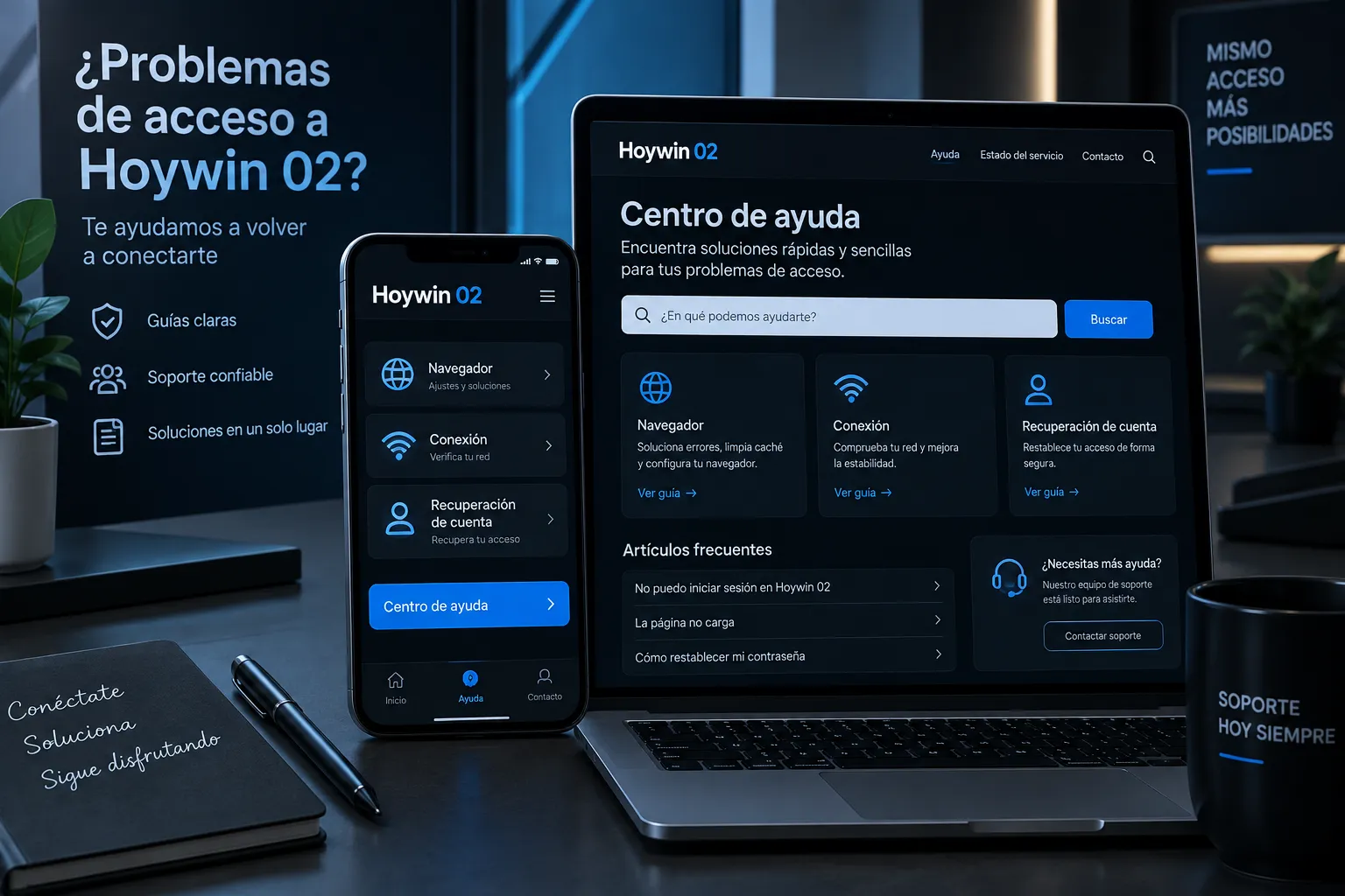 Opciones de soporte para resolver problemas con el acceso a Hoywin 02