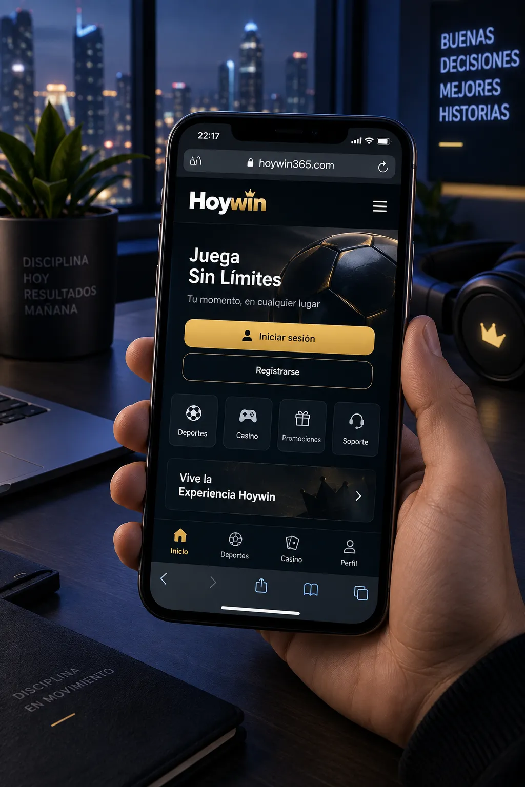 Verificación del dominio hoywin365.com desde un celular