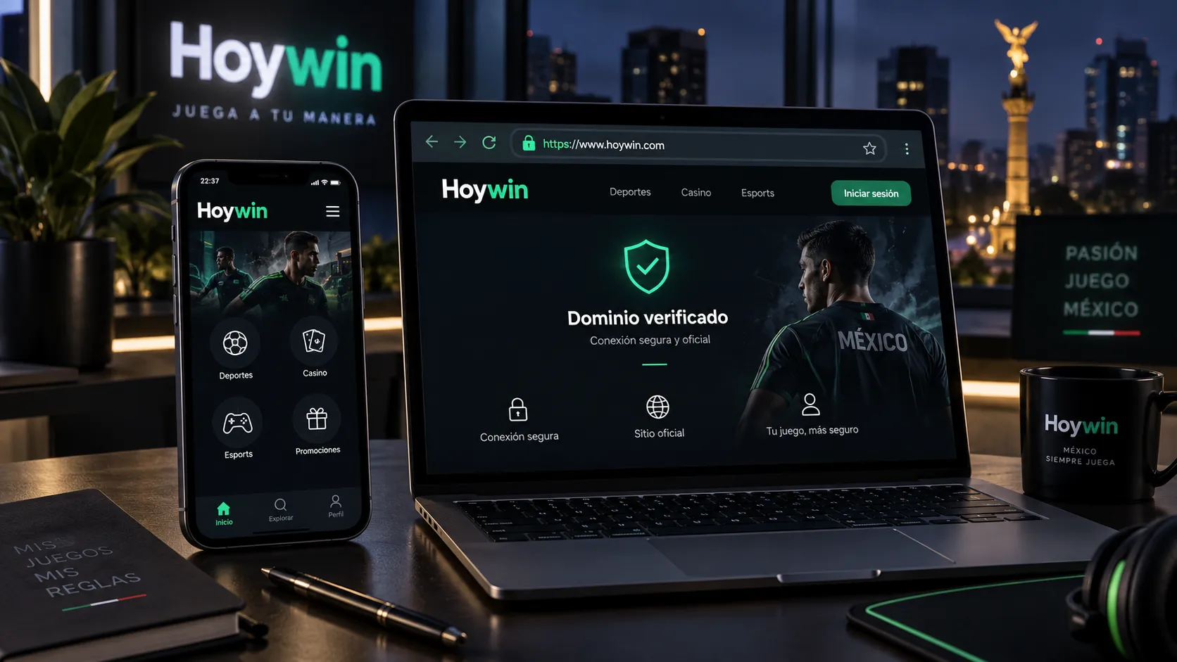 Pantalla de verificación del dominio de Hoywin original en un dispositivo móvil